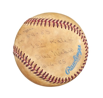 1985 Phil Niekro 300th Win Game Used, Signed and Inscribed Baseball to Jeff Torborg (Torborg LOA)